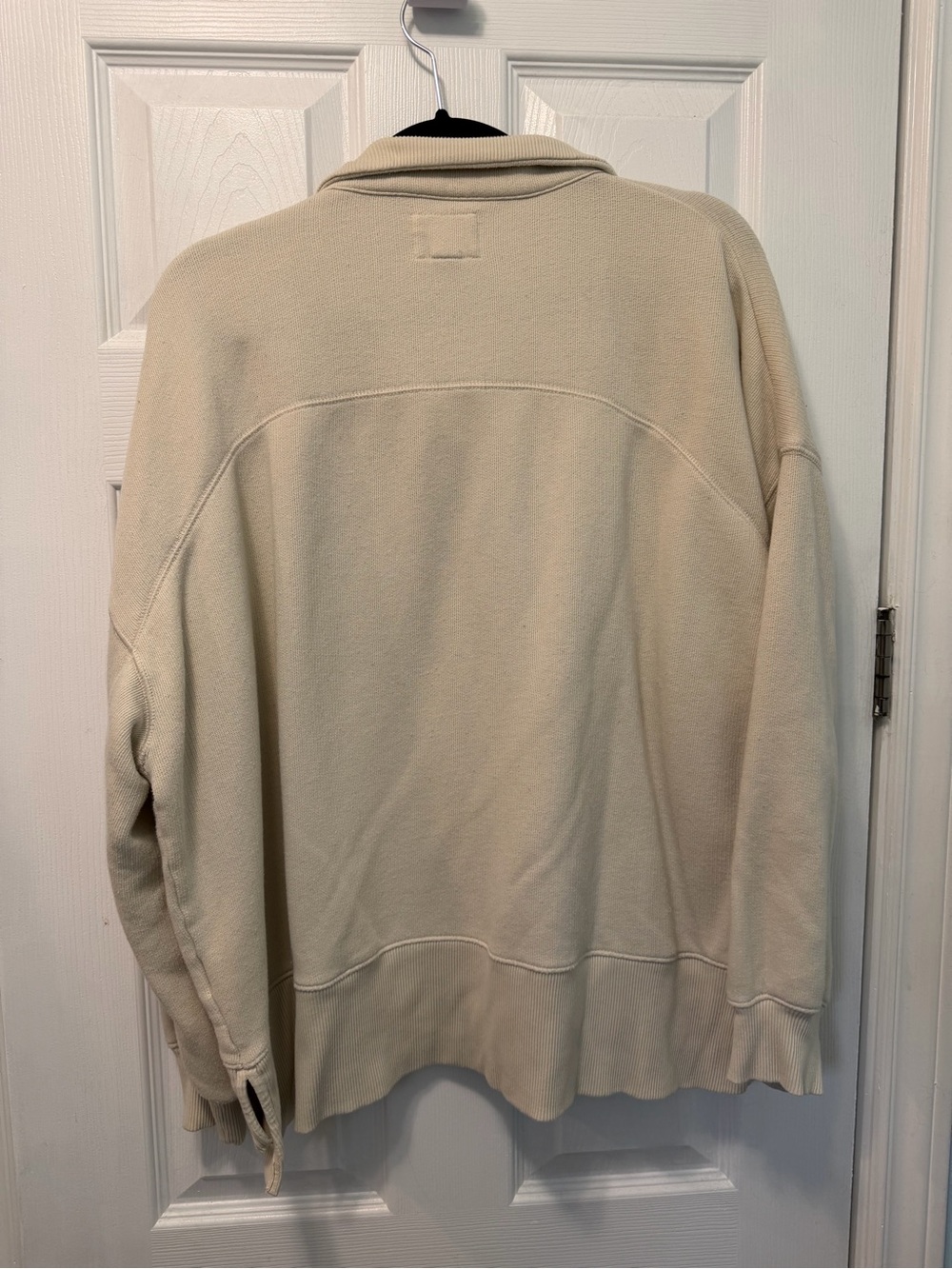 aerie Cream Button-Up Collar Pullover Sweatshirt - Picture 2 of 2
